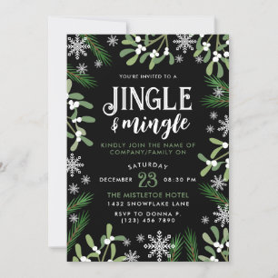 Convite Pine Snowflakes Jingle e Mingle Festa de Natal