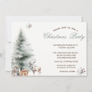 Convite Pine Tree apresenta a festa de Natal de Reindeer