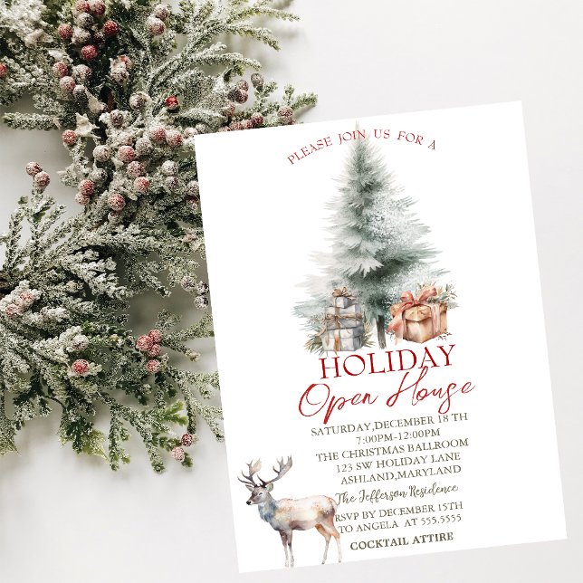 Convite Pine Tree apresenta Reindeer Holiday Open House (Criador carregado)