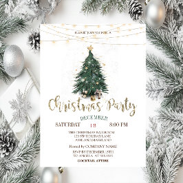 Convite Pine Tree, Douradas Estrelas, Luzes de Cordas, Nat