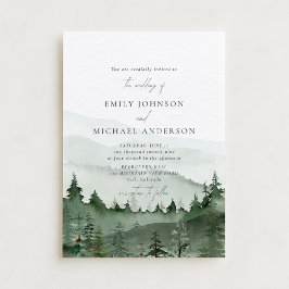 Convite Pine Tree, Foggy Mountains Rustic Wedding 