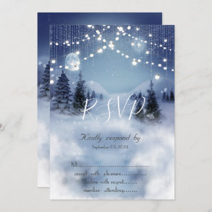 Convite Pine Tree Forest,Landscape,String Lights RSVP