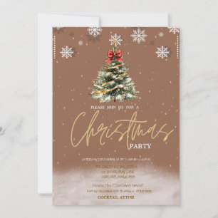 Convite Pine Tree Snowflakes Brown Company Christmas