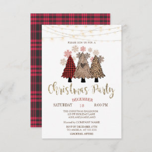Convite Pine Trees, Luzes, Xadrez de Buffalo Festa de Nata