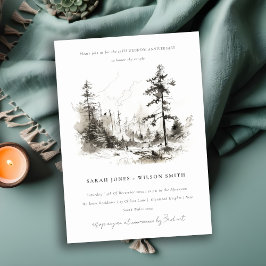 Convite Pine Woods Landscape Sketch Casamento Aniversário