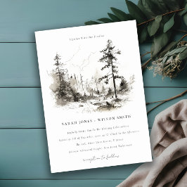 Convite Pine Woods Mountain Landscape Casamento