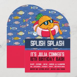 Convite Pineapple Float, Festa de Piscina de Peixes de Car