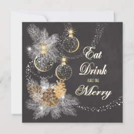 Convite Pinecone Ornament Chalkboard Natal