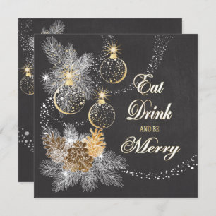 Convite Pinecone Ornament Chalkboard Natal