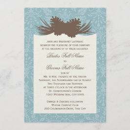 Convite Pinecones e Damask do casamento no inverno
