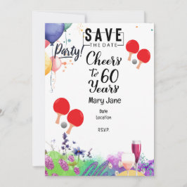 Convite Ping pong 60º Aniversário com pá e flor