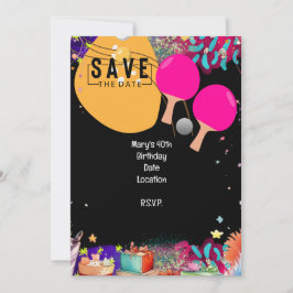 Convite Ping Pong aniversário de 40 anos Salve a data