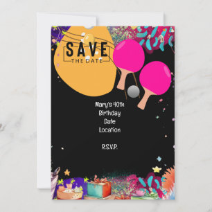 Convite Ping Pong aniversário de 40 anos Salve a data