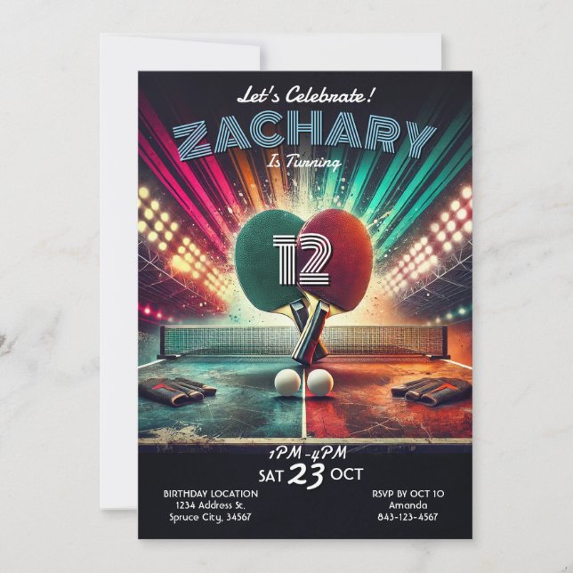 Convite Ping Pong Birthday (Frente)