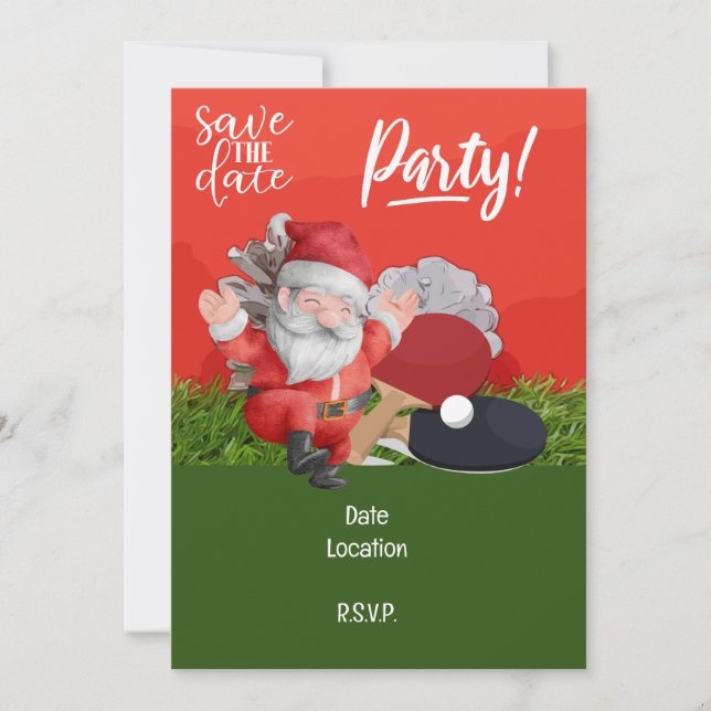 Convite Ping Pong Mesa Tênis Natal com Papai Noel (Frente)