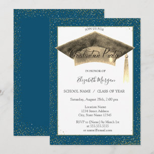 Convite Pingente de Borla de Capa de Formatura Dourado Con