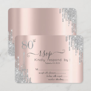 Convite Pingentes de Brilho Prateado, Torre Eiffel 80º RSV