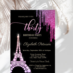 Convite Pingentes Glitter Legais, Diamantes da Torre Eiffe