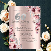 Pingo Brilhante Rosa Dourado Floral 60º Aniversári