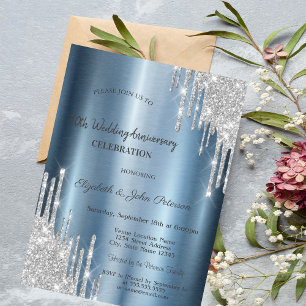 Convite Pingo de Brilho Azul Metálico Casamento Aniversári