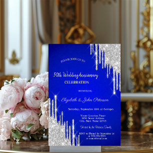 Convite Pingo de Brilho Azul Real Casamento Aniversário
