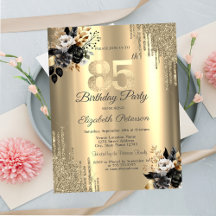 Pingo de Brilho Dourado Rosas Pretas Aniversário d