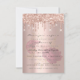 Convite Pingo de Brilho Rosa Dourado  Noivado Sweet 16 Mar