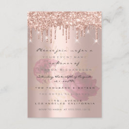Convite Pingo de Brilho Rosa Dourado  Noivado Sweet 16 Mar