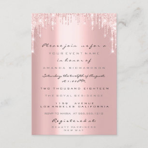 Convite Pingo de Brilho Rosa Dourado Rosa Casamento Doce 1