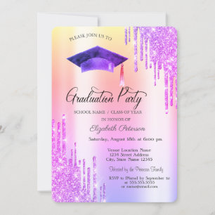 Convite Pingo de Brilho Violeta, Capelo de Formatura