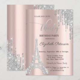 Convite Pingos de Prata, Diamantes Torre Eiffel Aniversári