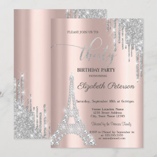Convite Pingos de Prata, Diamantes Torre Eiffel Aniversári