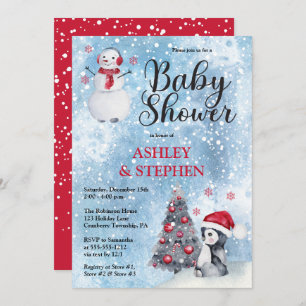 Convite Pinguim   Chá de fraldas Inverno Snowman