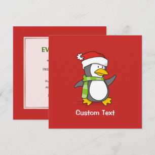 Convite Pinguim de Natal andando na neve