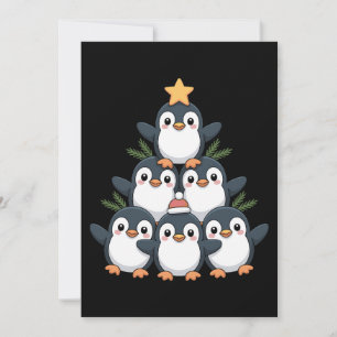 Convite Pinguim de Natal Árvore Estrela Papai Noel Chapéu 