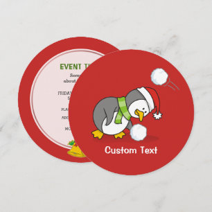 Convite Pinguim de Natal ganhando uma bola de neve