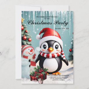 Convite Pinguim engraçado bonito.