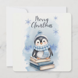 Convite Pinguim Natal de Watercolor