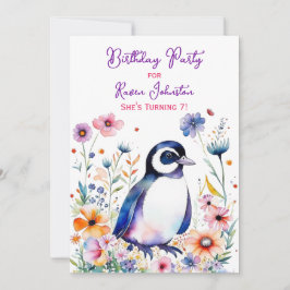 Convite Pinguim no Aniversário da Menina das Flores