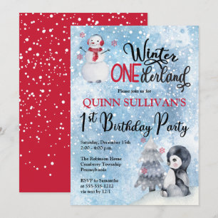 Convite Pinguim Snowman Winter ONEderland primeiro anive