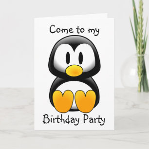 Convite Pinguim venha à minha Festa de aniversário - perso