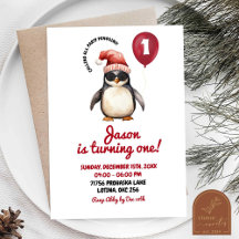 Pinguim Vermelho de Inverno Legal Primeiro Anivers