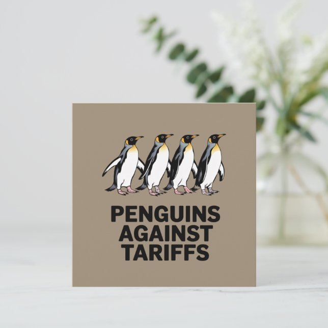 Convite Pinguins Antigos Protestam Contra Tarifas Engraçad (Em pé/Frente)