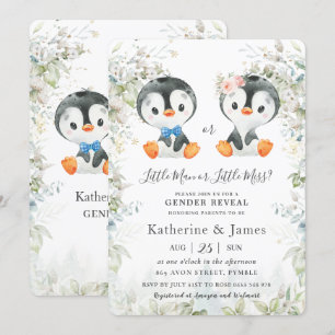 Convite Pinguins bonitos Gerência Gênero Revelação Ch