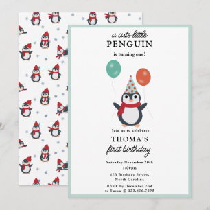 Convite Pinguins Cachorros Pinguins Invernos Crianças Meni