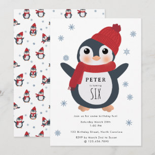 Convite Pinguins Cutes Pássaros Invernos Aves Árcticas Ani