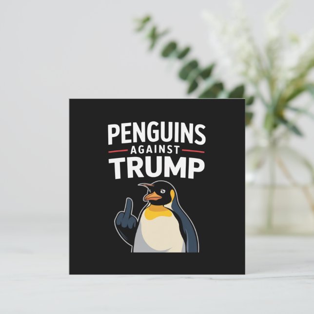 Convite Pinguins de Asas Levantadas Resistem Contra Trump (Em pé/Frente)