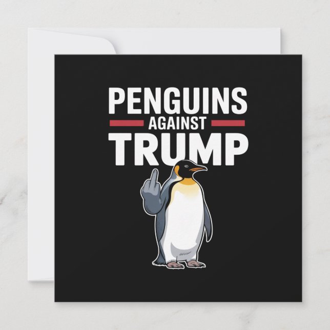 Convite Pinguins de Asas Levantadas Resistem Contra Trump (Frente)