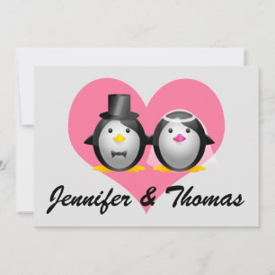 Convite Pinguins de Casamento, Jennifer & Thomas