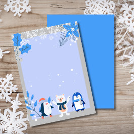 Convite Pinguins de floco de neve em branco urso polar Adi